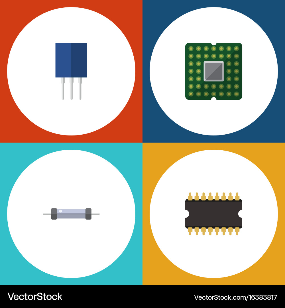 Flat icon electronics set of unit microprocessor Vector Image