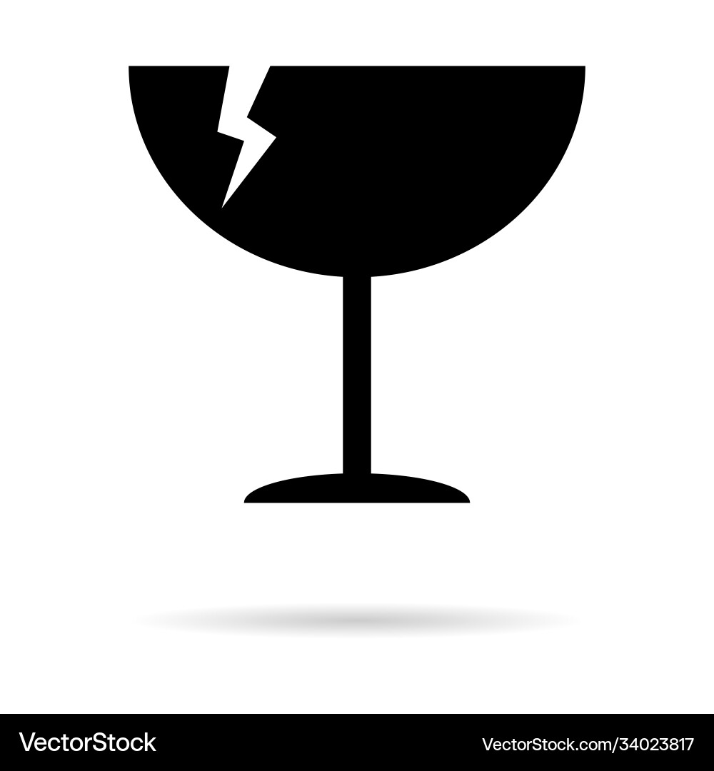 Fragile flat icon with crack and shadow isolated Fragile flat icon with crack and shadow isolated vector image