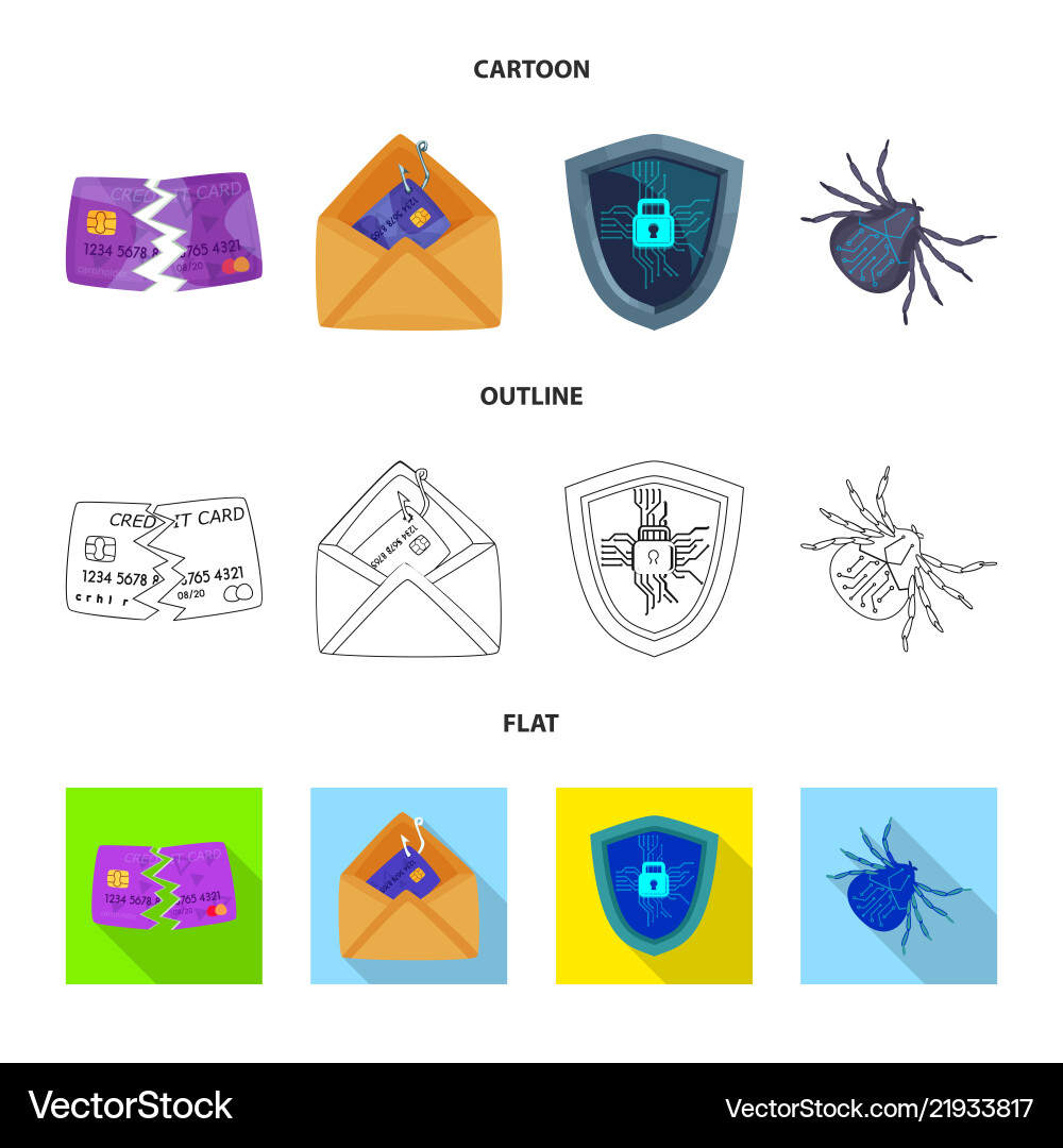 Isolated object of virus and secure symbol set Isolated object of virus and secure symbol set vector image