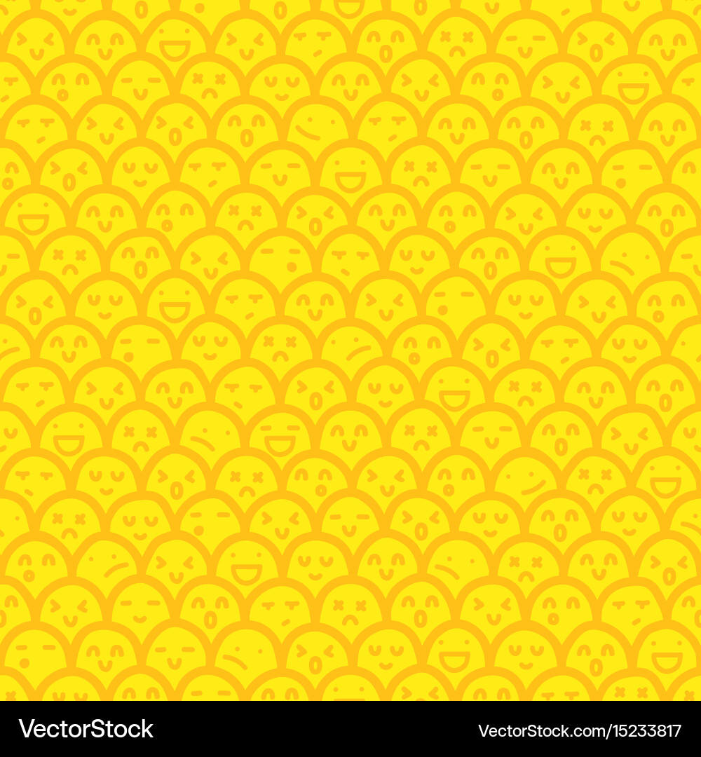 Kawaii Face Emotions Doodle Pattern Vector Image
