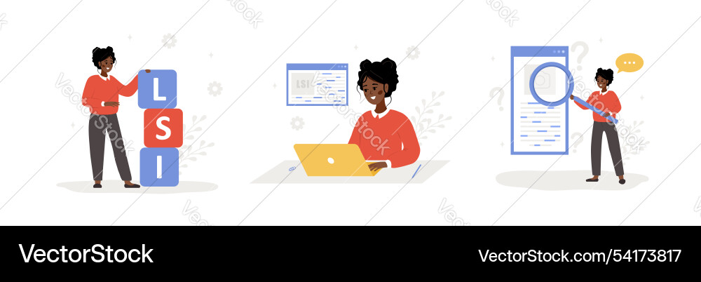 Lsi keyword latent semantic indexing seo concept Lsi keyword latent semantic indexing seo concept vector image