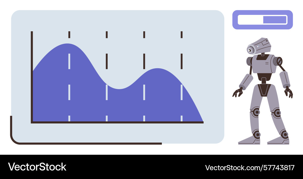 Robot analyzing data with performance chart and Robot analyzing data with performance chart and vector image