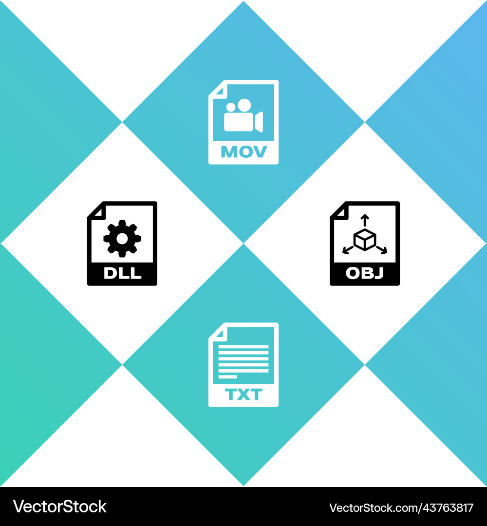 Set dll file document txt mov and obj icon Set dll file document txt mov and obj icon vector image