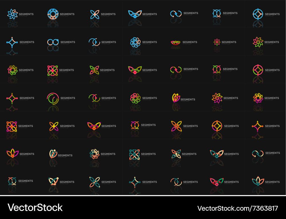 Set of linear abstract logos swirl circle vector image
