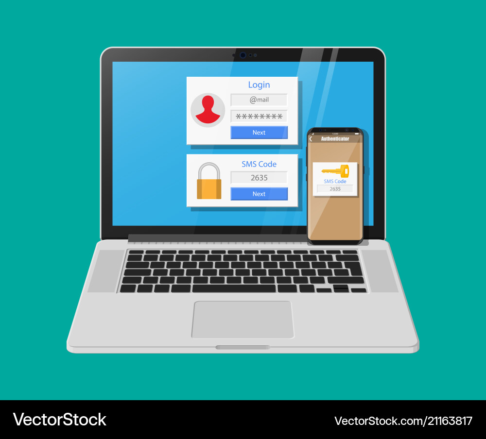 Two steps authentication concept Two steps authentication concept vector image