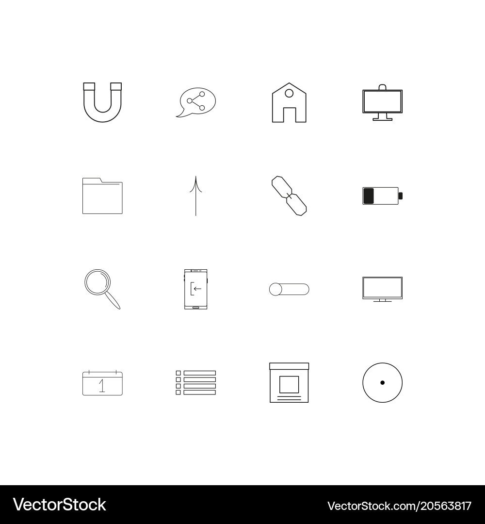 User interface simple linear icons set outlined Vector Image