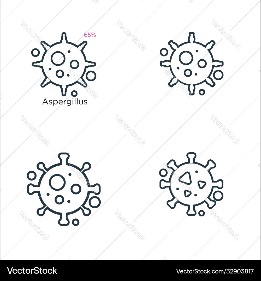 Viruses and diseases line icons linear set Viruses and diseases line icons linear set vector image
