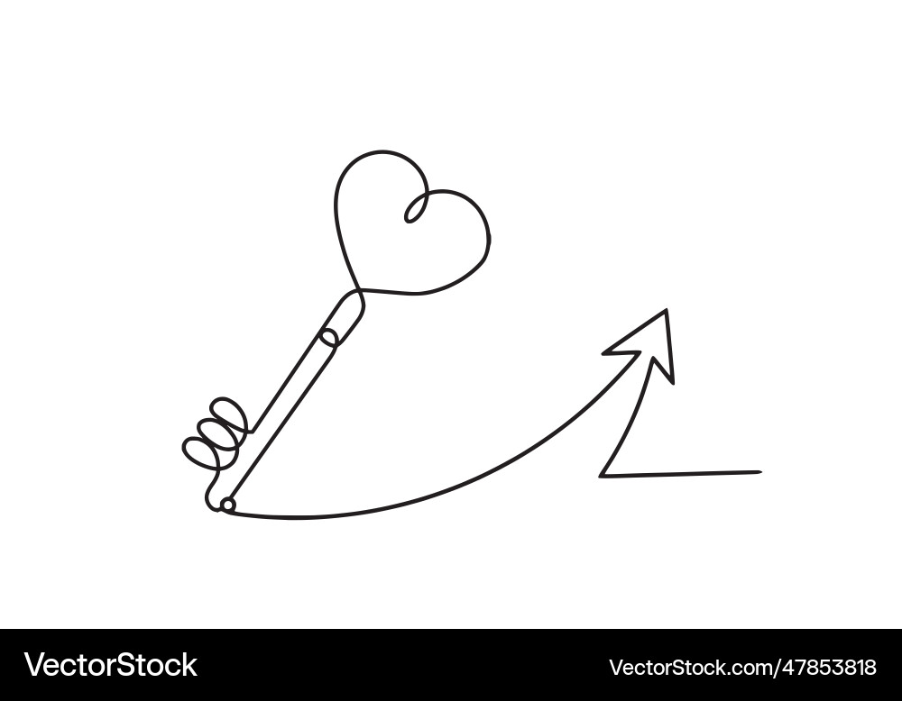 Abstract heart-key with comment as continuous vector image