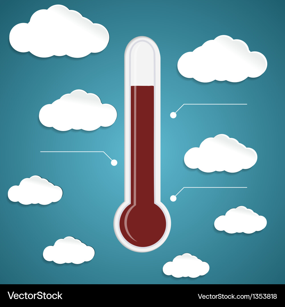 Abstract Thermometer with Clouds Vector Image