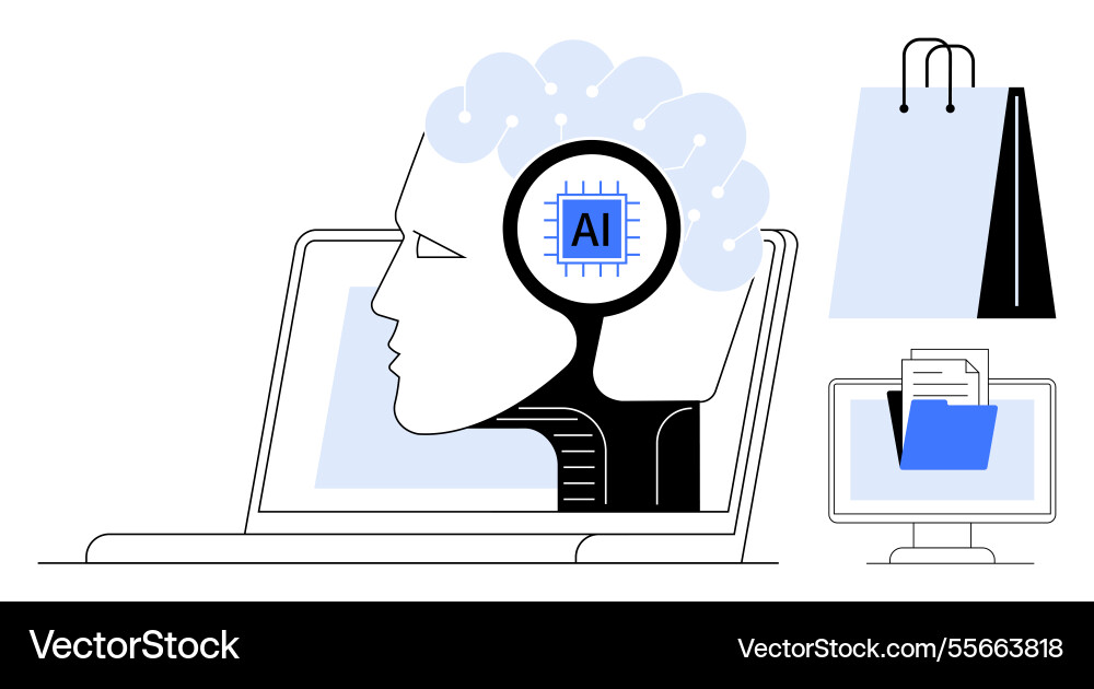 Artificial intelligence integration in e-commerce Artificial intelligence integration in e-commerce vector image