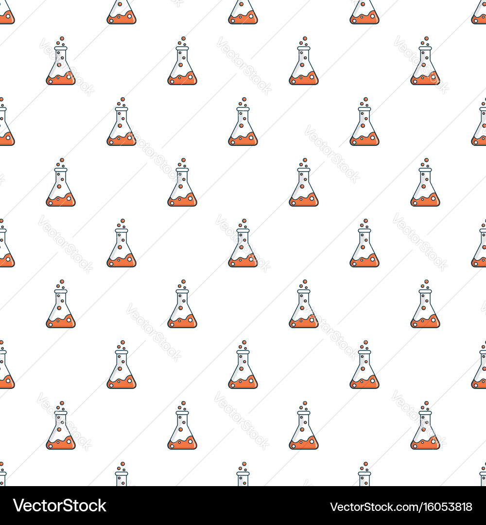 Chemical laboratory transparent flask pattern vector image