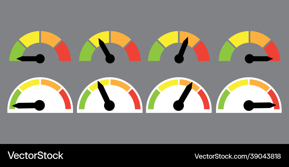 Color speedometer icons set progress performance vector image