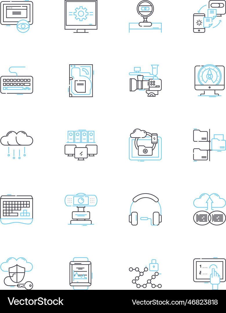Computersoftware lineare Icons programmieren vektorbild