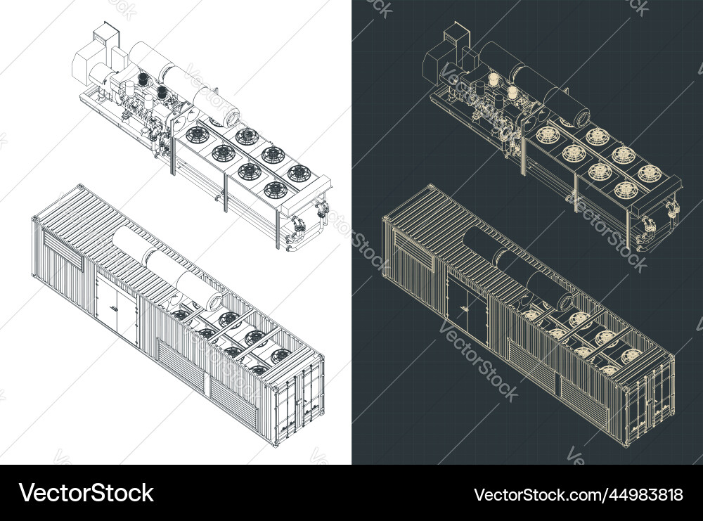 Container type generator structure blueprint Container type generator structure blueprint vector image