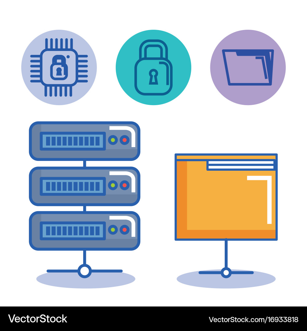 Data center server folder file protection digital Vector Image