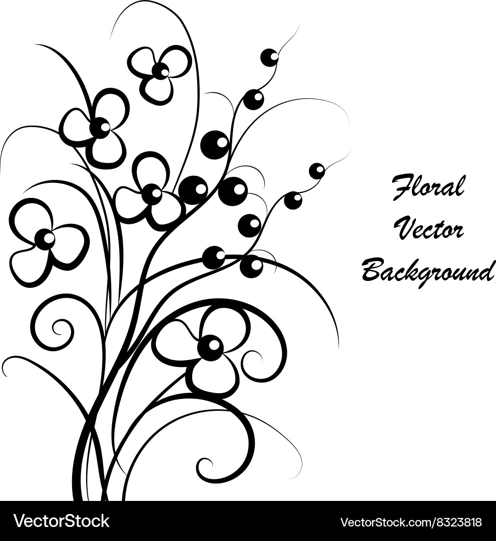 Elegant Black and White Floral Background Vector Image