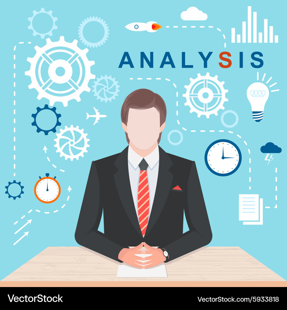 Flat analysis Royalty Free Vector Image - VectorStock
