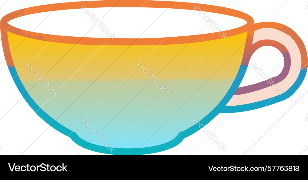 Gradient colorful teacup with saucer design Vector Image