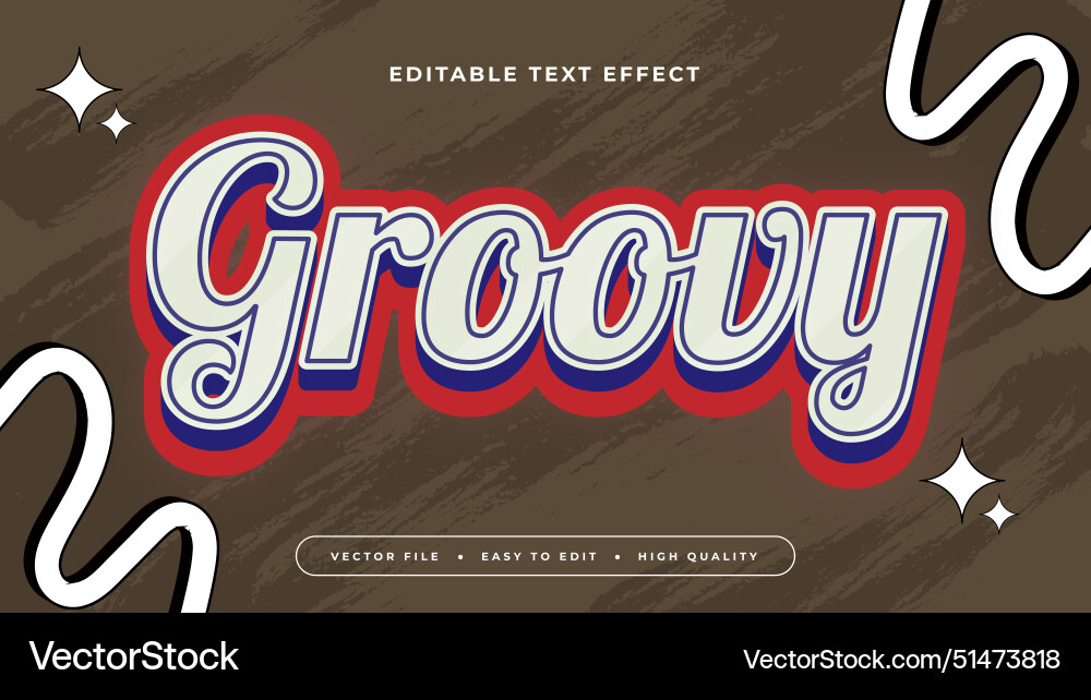Groovy 3D Text Effect - Retro Font vector image
