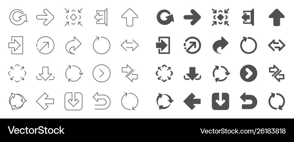 Linear arrow icons download synchronize Vector Image