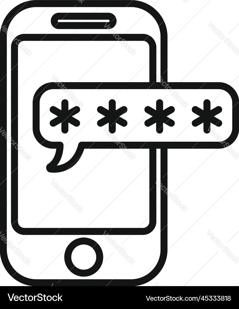 Lock smartphone icon outline password key Lock smartphone icon outline password key vector image