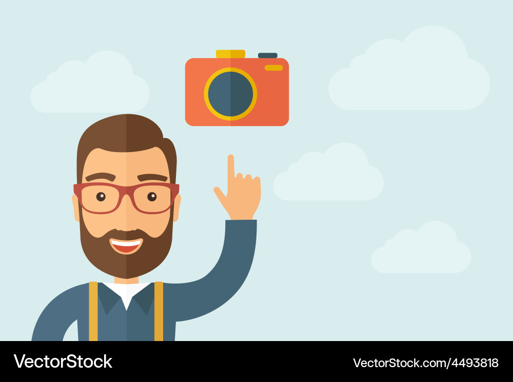 Man pointing the camera icon vector image