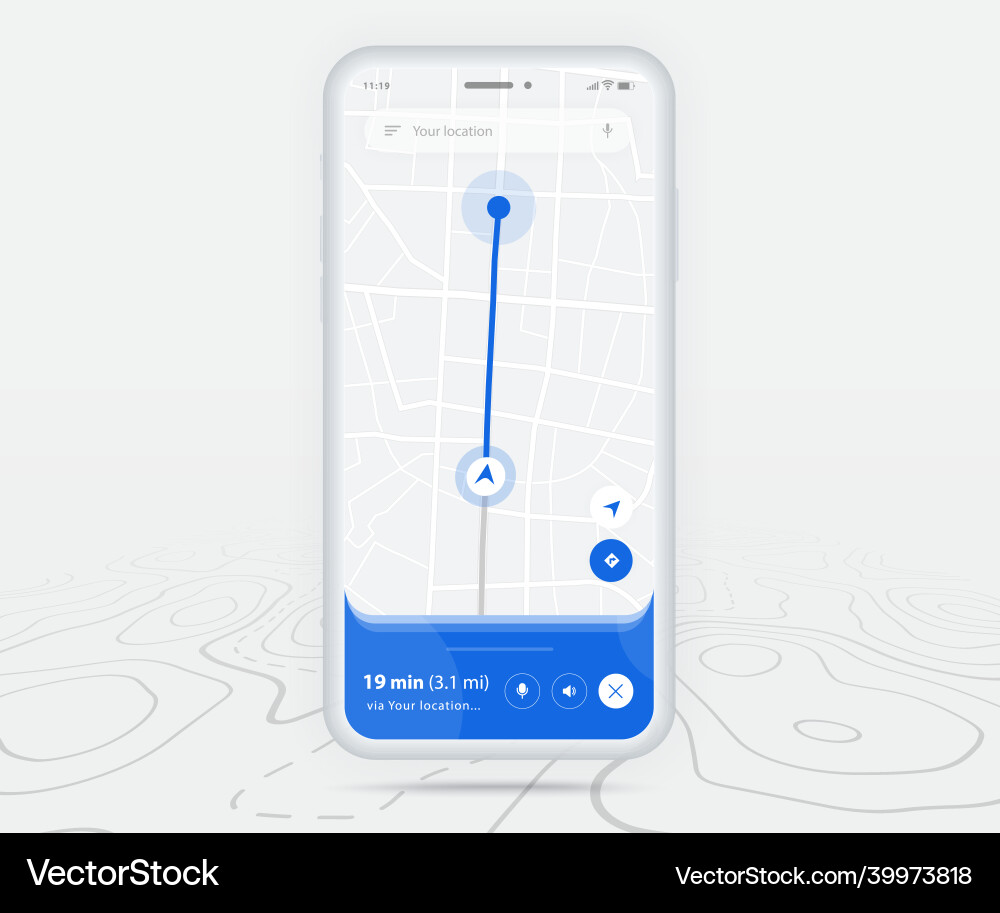 Map gps navigation ux ui concept smartphone Map gps navigation ux ui concept smartphone Vector Image