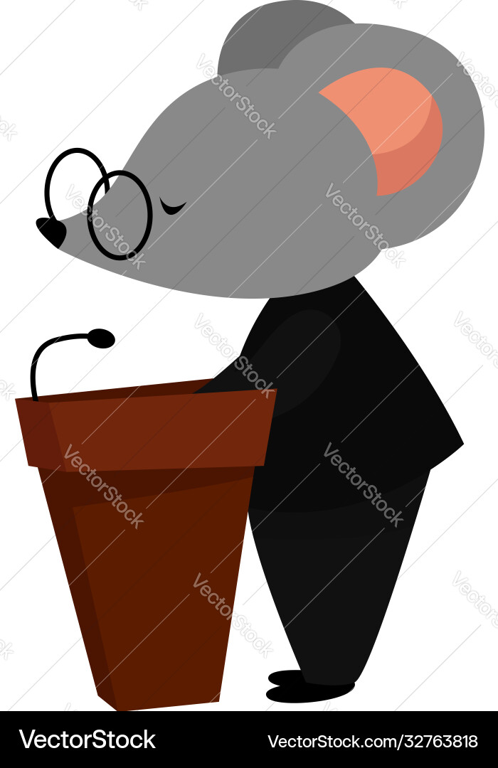 Mouse giving a lecture on white background Vector Image