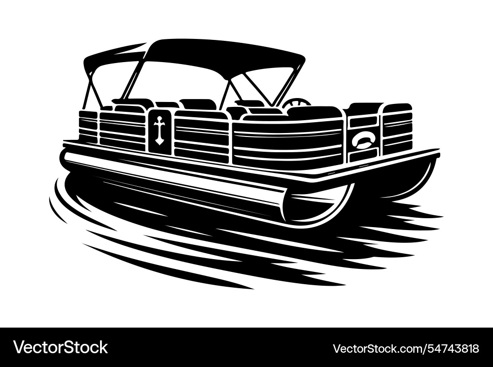 Pontoon boat silhouette high-quality for graphic Vector Image
