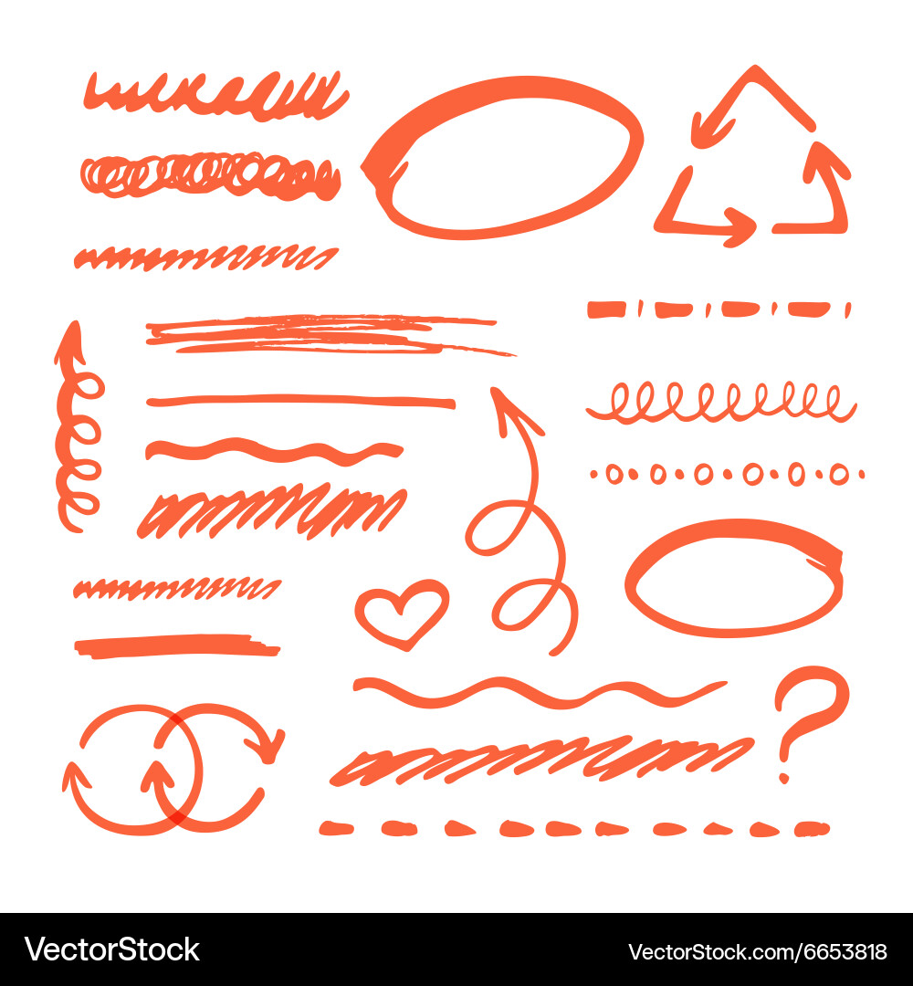 Red marker strokes set Royalty Free Vector Image