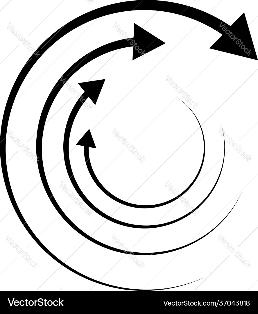 Rotating arrows concentric radial and circular Vector Image