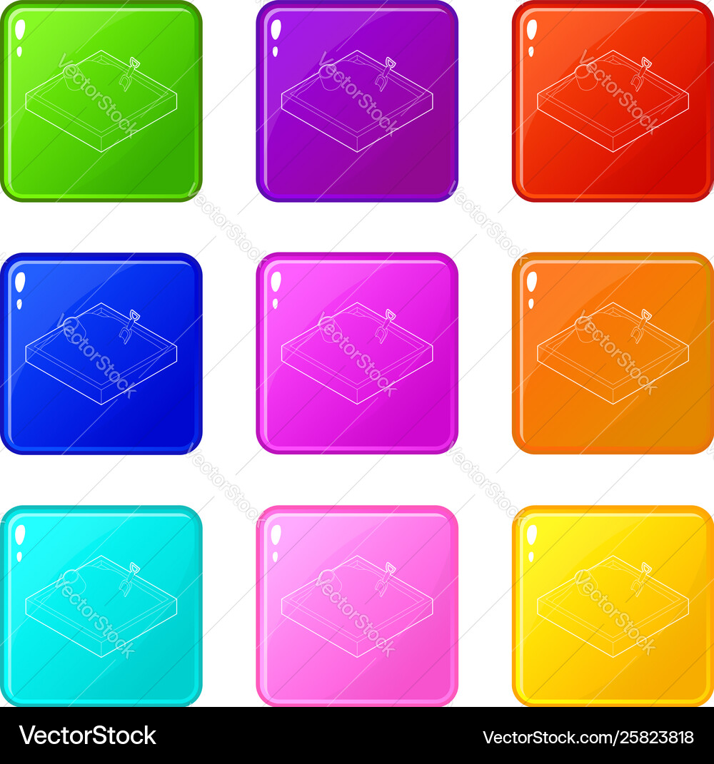 Sandbox icons set 9 color collection Sandbox icons set 9 color collection vector image