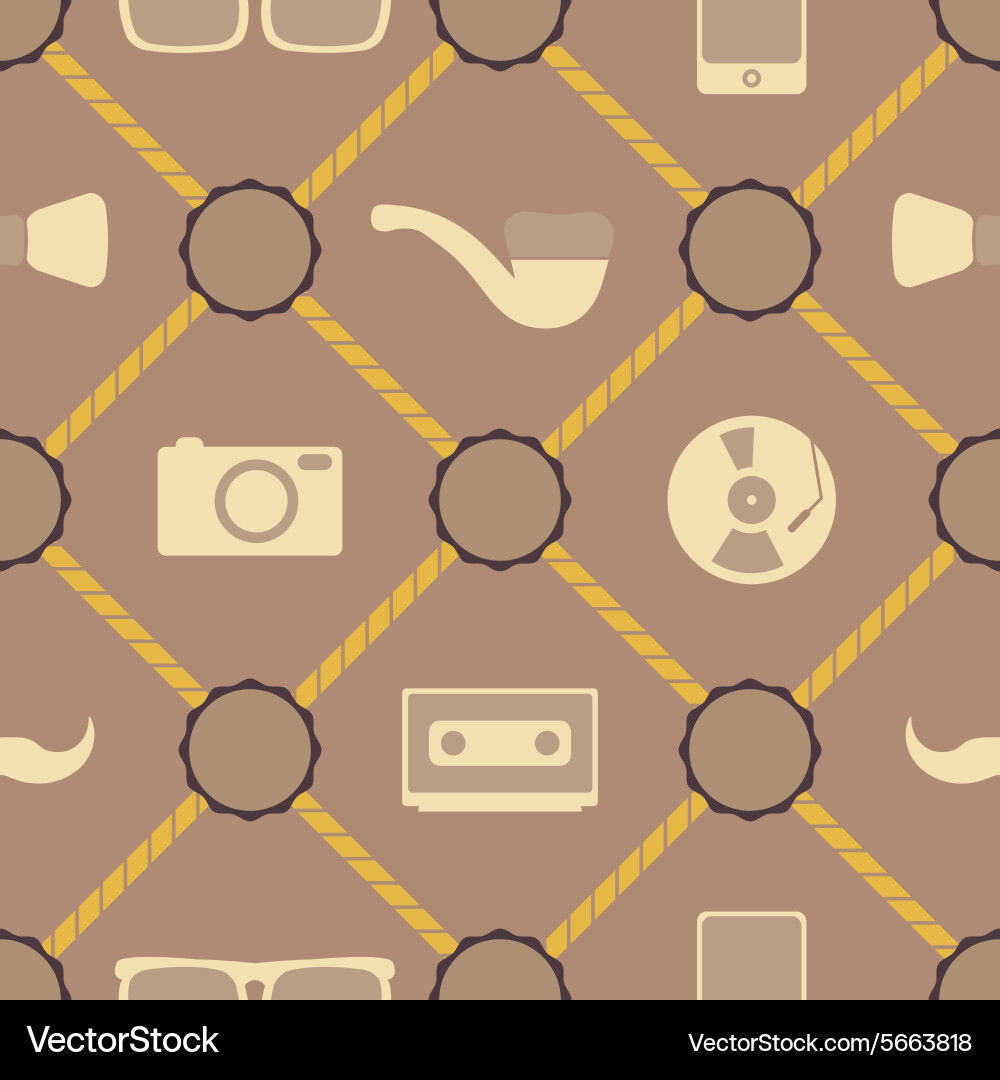 Seamless background with different hipster objects vector image