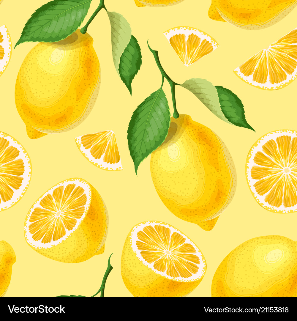 Seamless pattern with lemons Royalty Free Vector Image