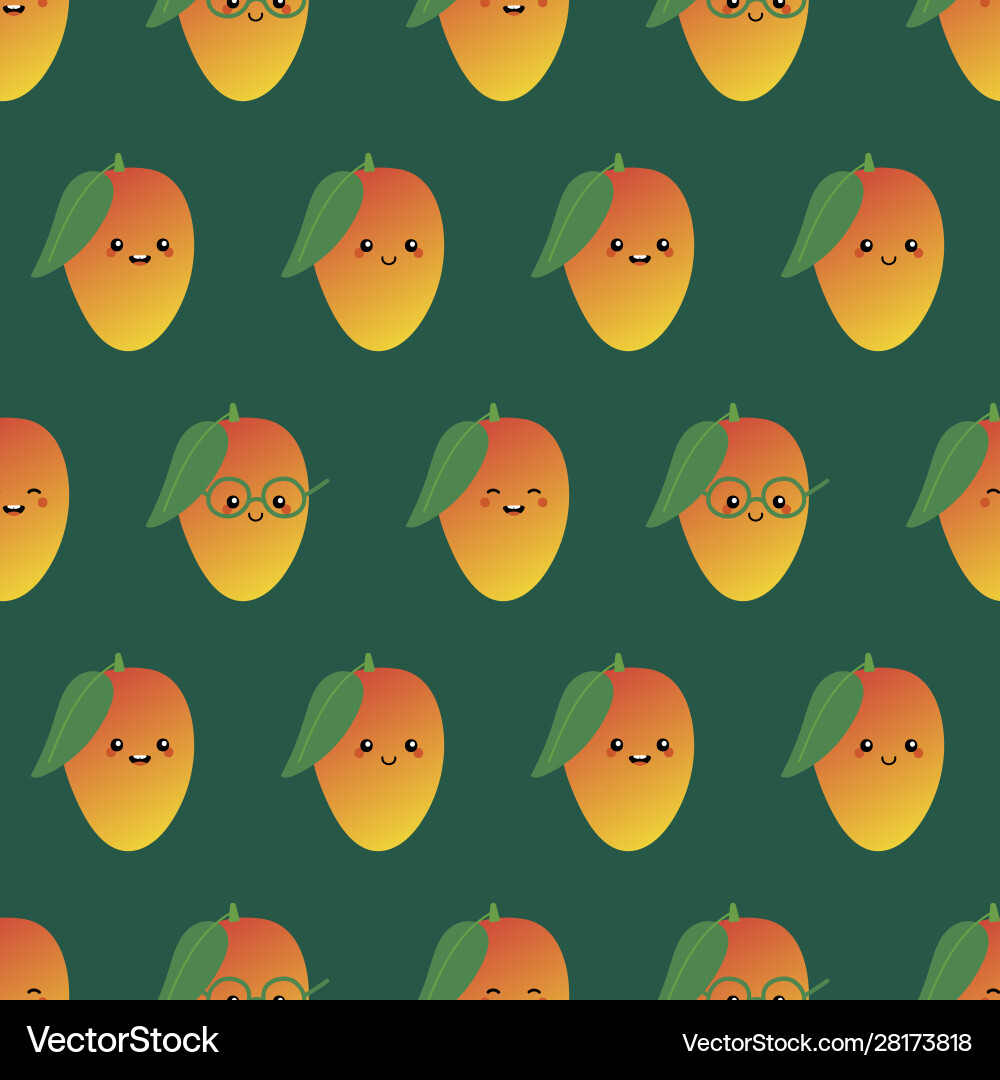 Seamless pattern with mango fruit characters Seamless pattern with mango fruit characters vector image