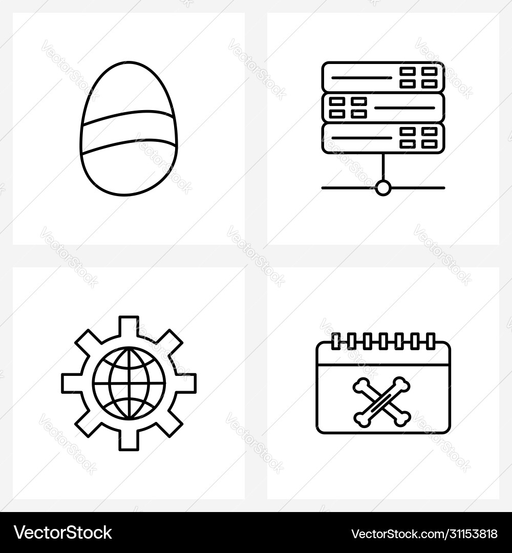 Set 4 simple line icons for web and print vector image