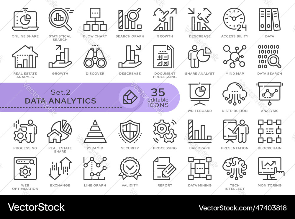 Set icons data analytics 02 Vector Image