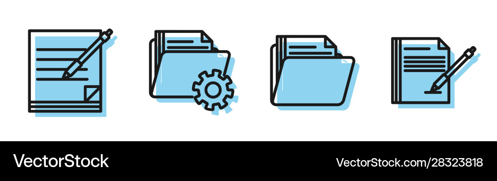 Set line document folder blank notebook and pen Set line document folder blank notebook and pen vector image