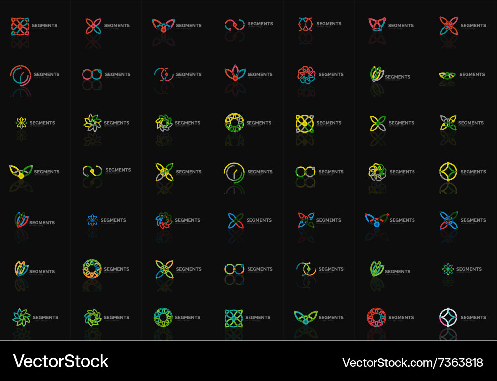 Set of linear abstract logos swirl circle vector image