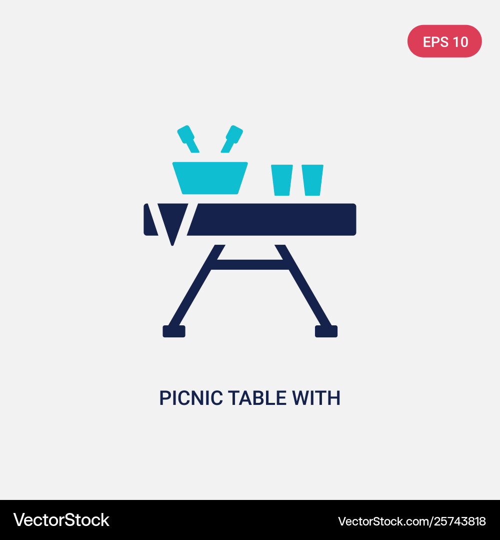 Two color picnic table with basket icon from Two color picnic table with basket icon from vector image