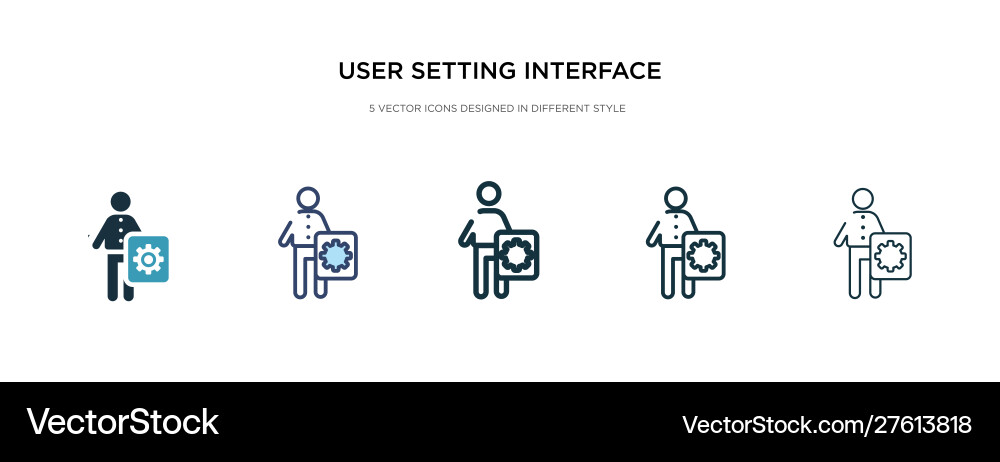 User setting interface icon in different style vector image
