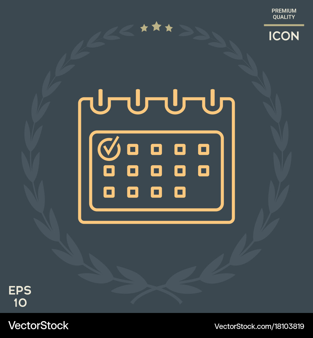 Calendar with check mark- line icon Vector Image