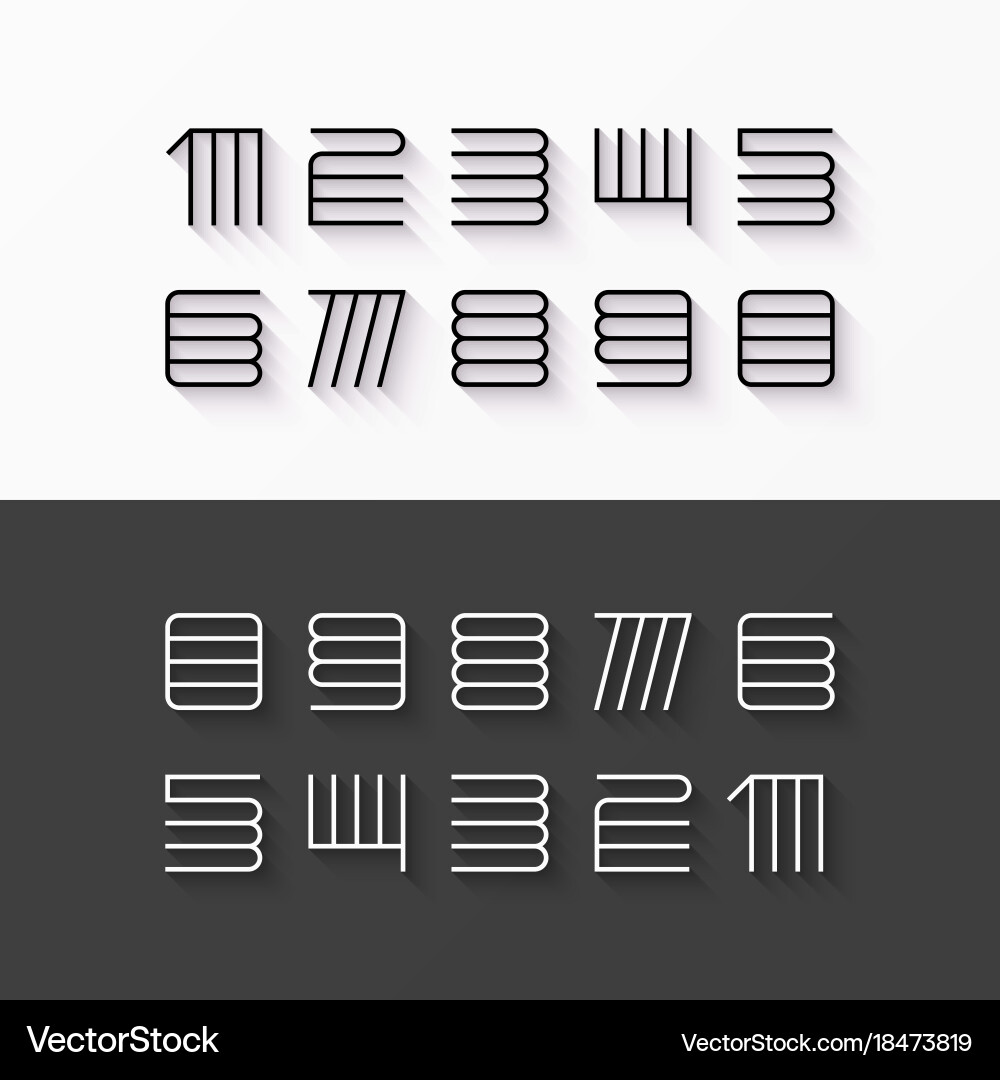 Clean Number Set - Linear Style vector image