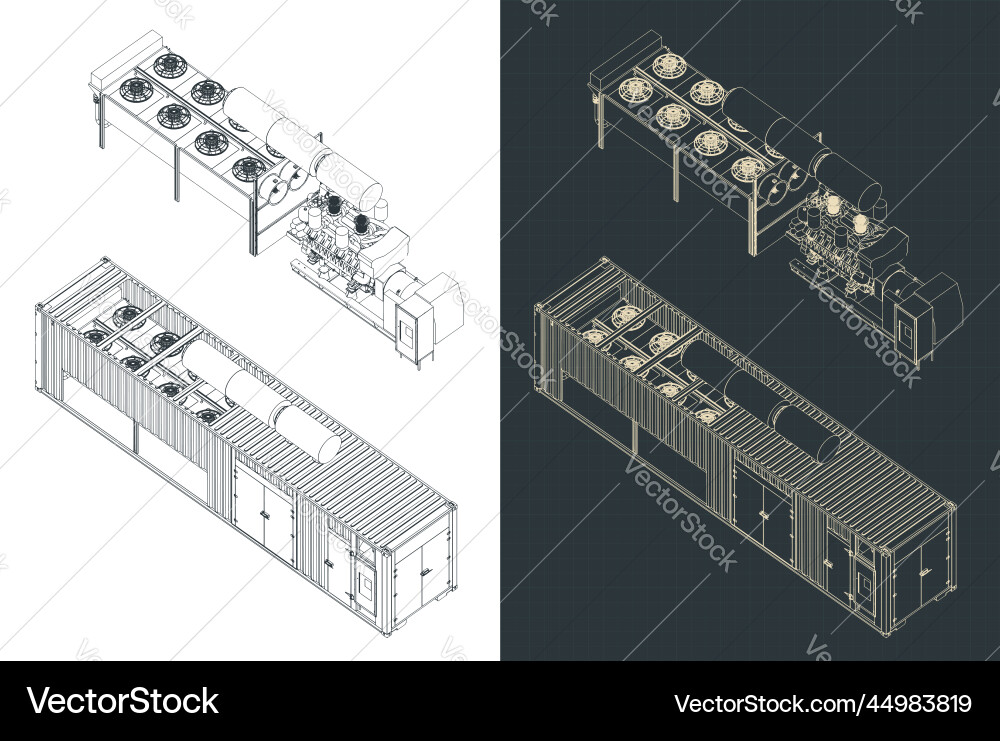 Container type generator structure blueprints Container type generator structure blueprints vector image
