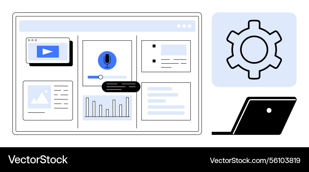 Digital dashboard with media voice data Vector Image