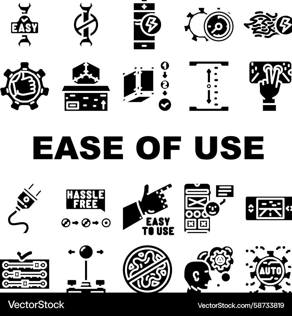 Ease of Use Icon Set - Simple & Intuitive Vector Image