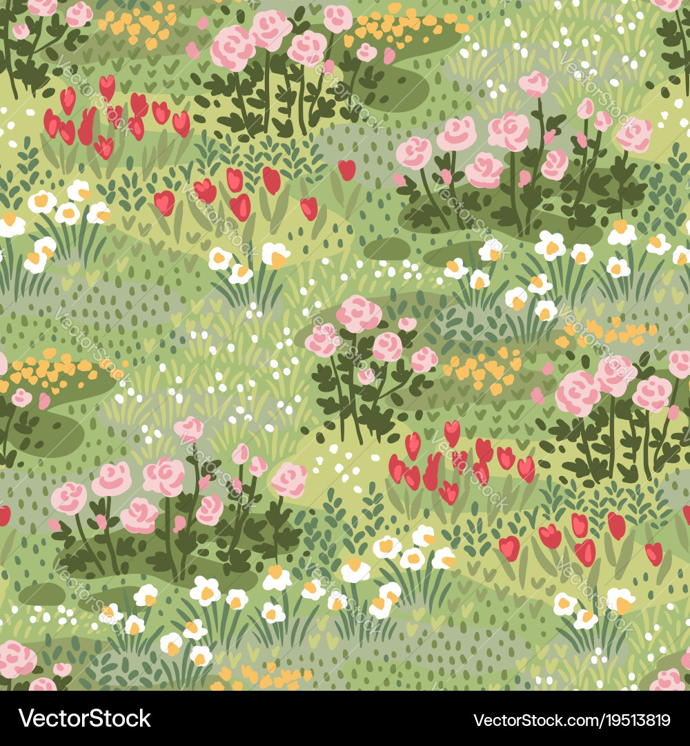 Floral Meadow Pattern vector image