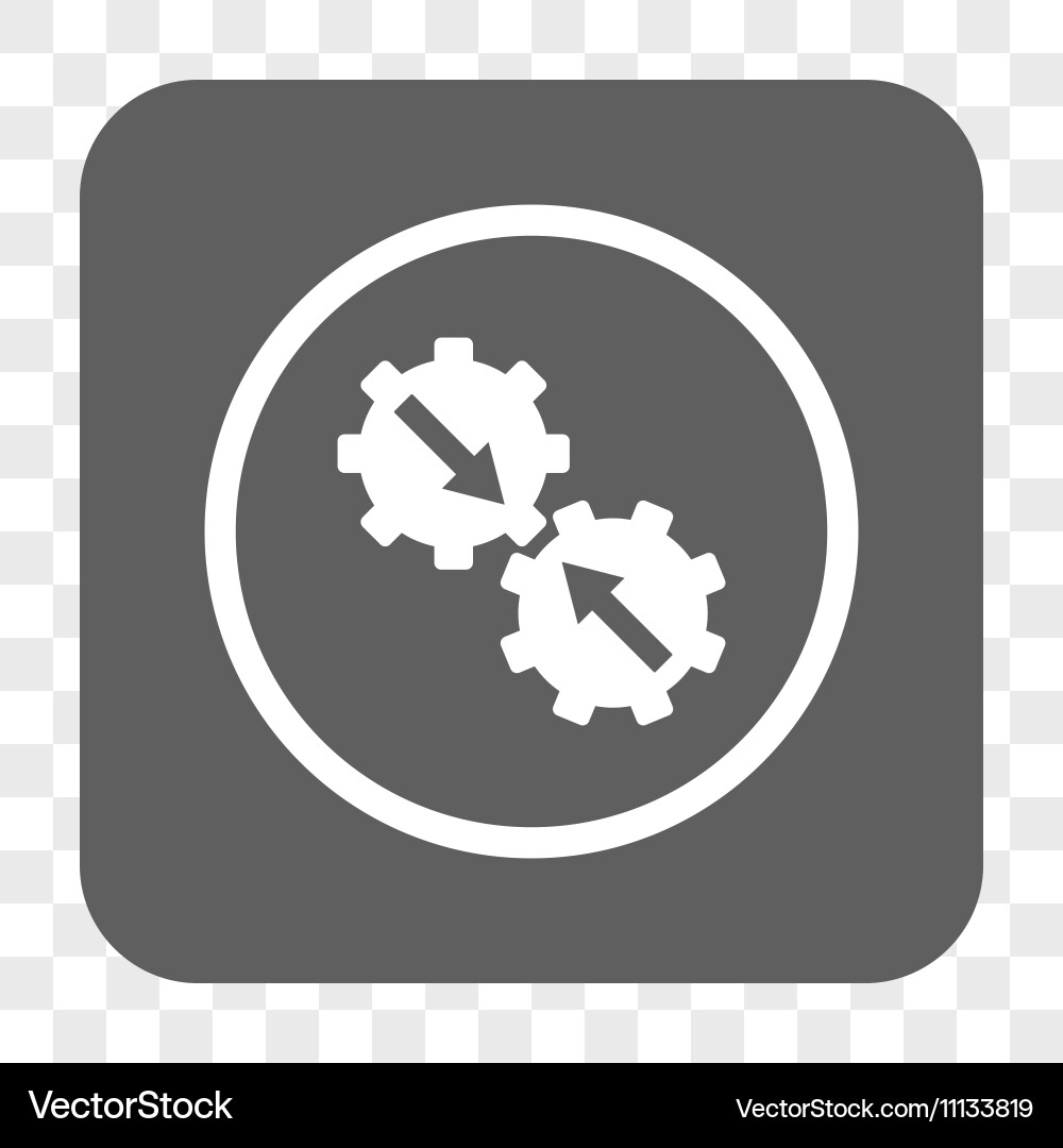 Gear integration rounded square button vector image