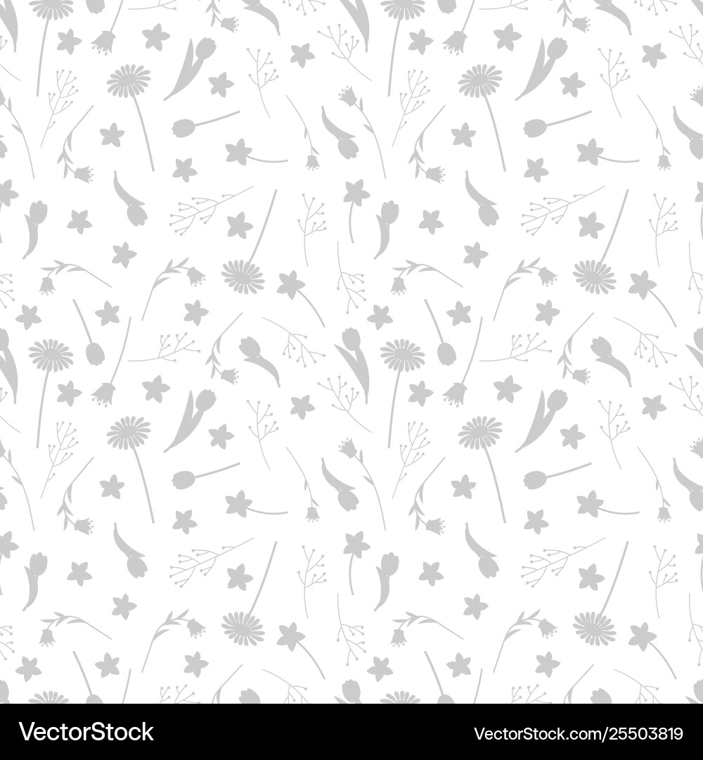 Graue Blumen und Blätter Silhouetten nahtlos Graue Blumen und Blätter Silhouetten nahtlos vektorbild