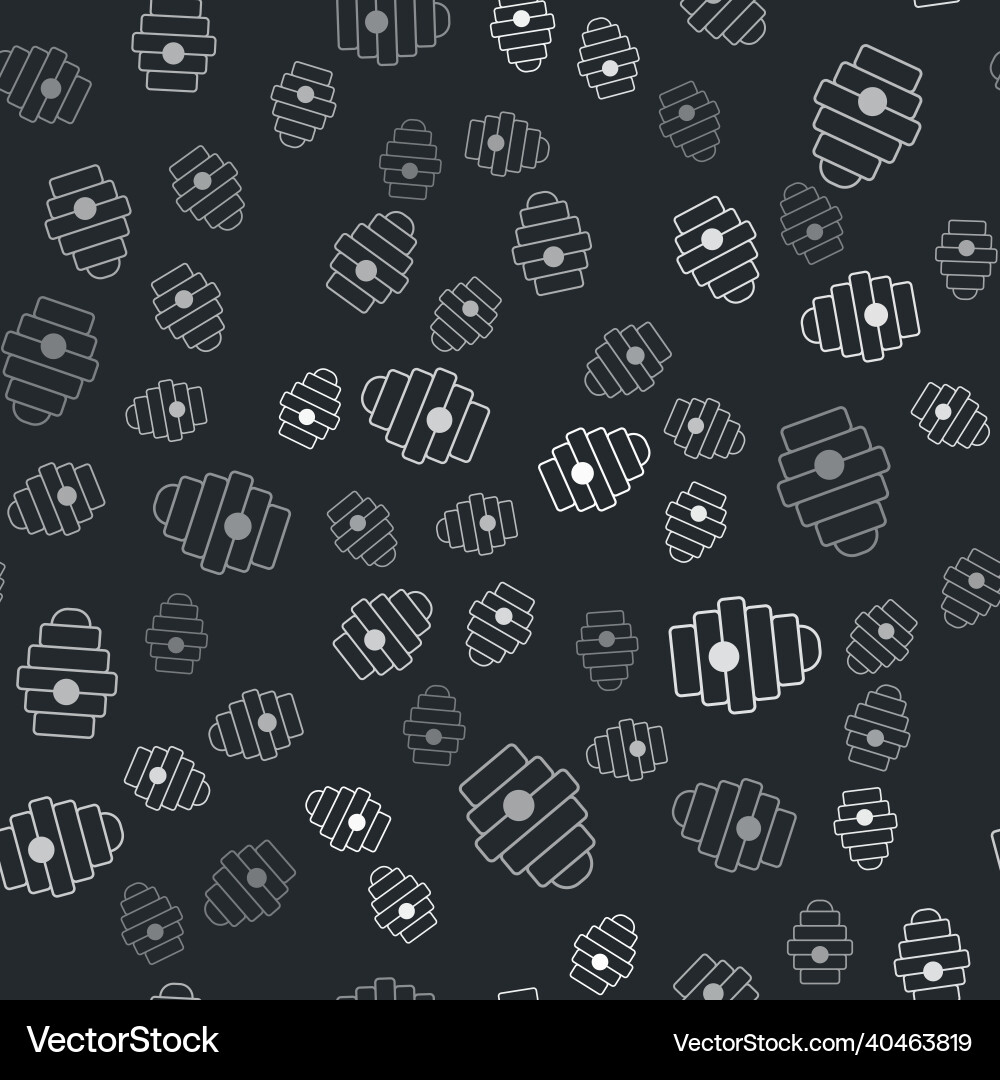 Grey hive for bees icon isolated seamless pattern Vector Image